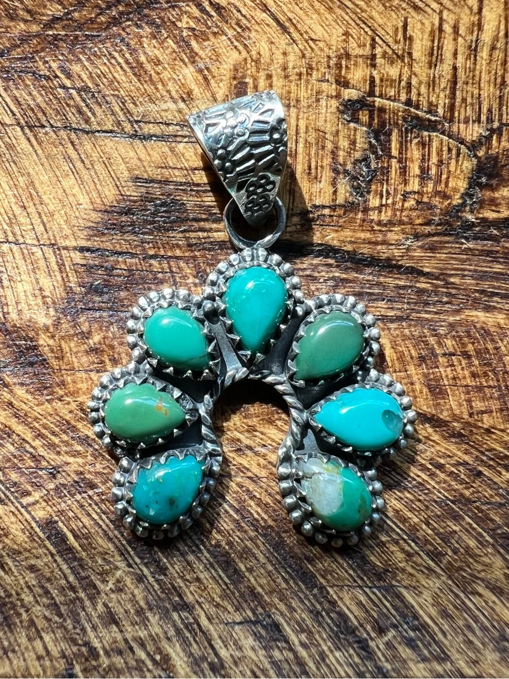 Sterling Silver Kingman Turquoise Naja Pendant